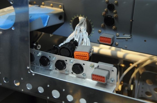 Working end of the panel connectors (with an early bracket prototype)