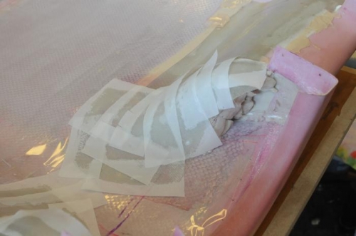 With peel ply on top