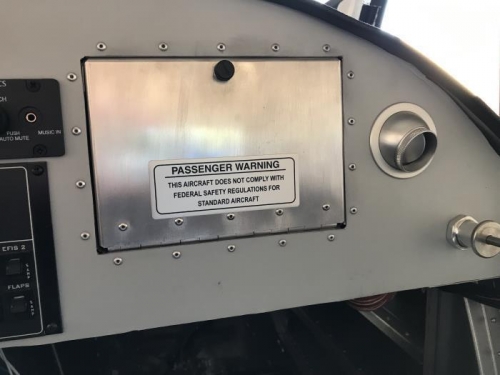 Passenger Warning placard from the EAA with the new FAA wording.