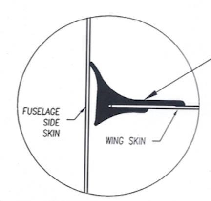 Wing root fillet diagram showing outside and inside flanges plus the part that snugs to the fuselage.