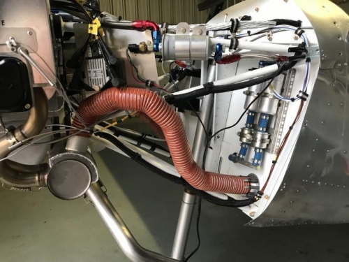 Pilot side skeet hose test fit before final assembly.