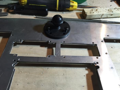 Ram mount after nut plates are installed.