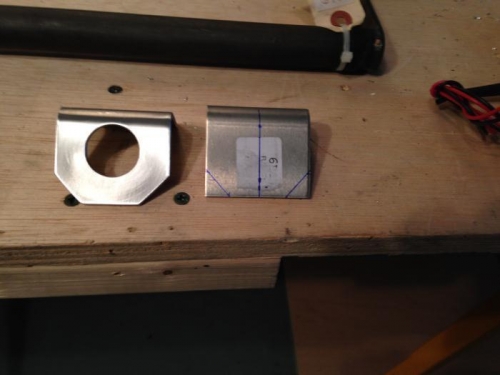 Flap torque tube bearing supports - before and after fabrication.