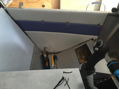 Interior side panel temporarily installed using new brackets.