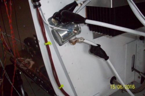 Master switch wire connected to master solenoid and routed through firewall into cockpit.