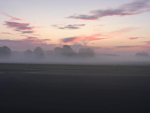 Fog lifting at 0600 - time to take off!