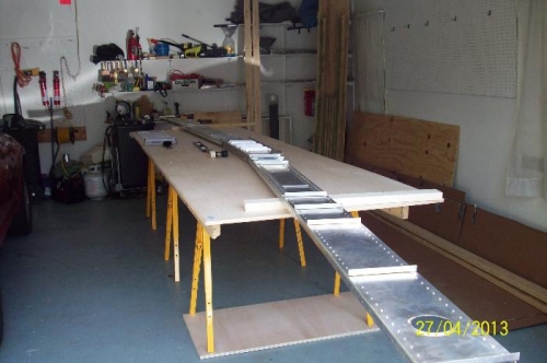 Here's the complete wing laid out on the new bench - all 27 feet of it!