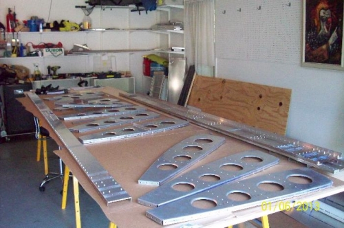 All of the wing skeleton pieces ready for riveting after the paint dries.