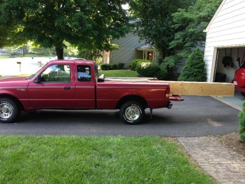 A too long crate in a too short truck!