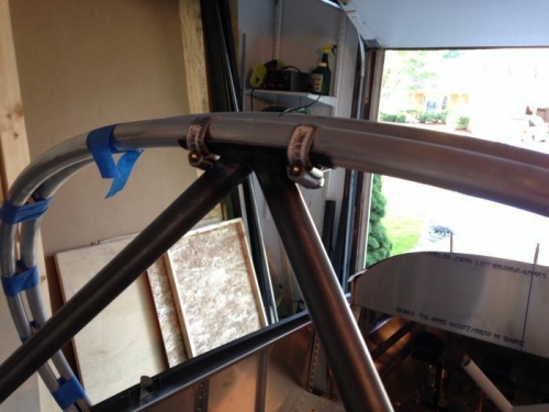 Aft canopy frame attached to the rollbar with 2 hose clamps.