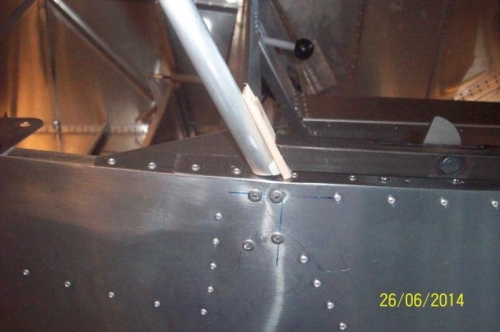 Right side of rear frame with 5mm spacer.  Needs a bit more filing to set the angle just right.