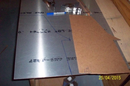 Console side wall template transferred onto .034 aluminum sheet.