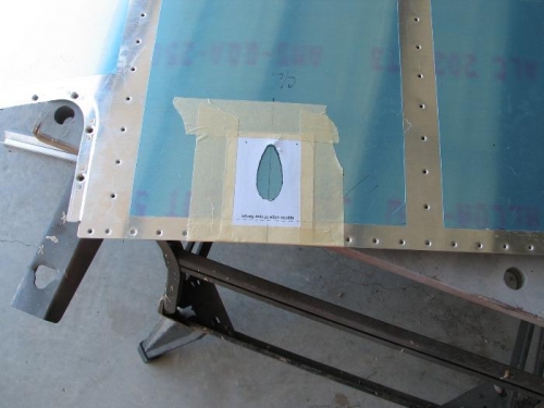 Template on the starboard lower skin.