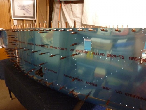 right side skin longeron drilled