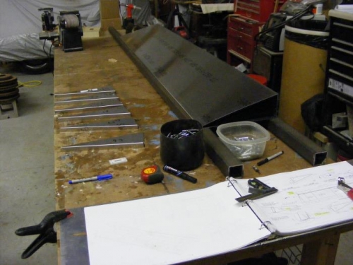 Left flap parts laid out.