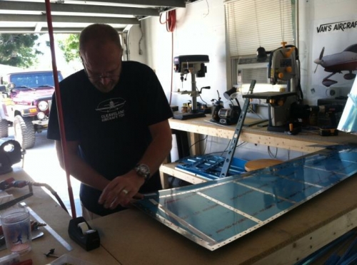 Put a small bend in the rudder skin in preparation for final assembly