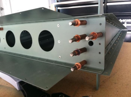 Setting up the R-1002 rudder spar for final rivet