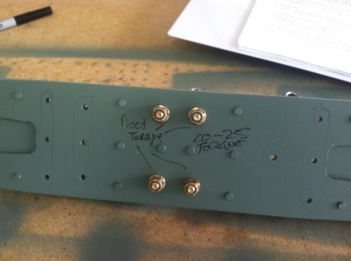 Installed the brackets to the primed HS spar