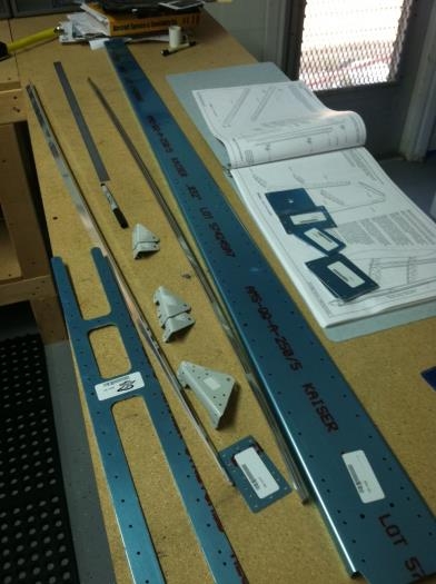 Layed out all the parts for the first section of the vertical stabilizer