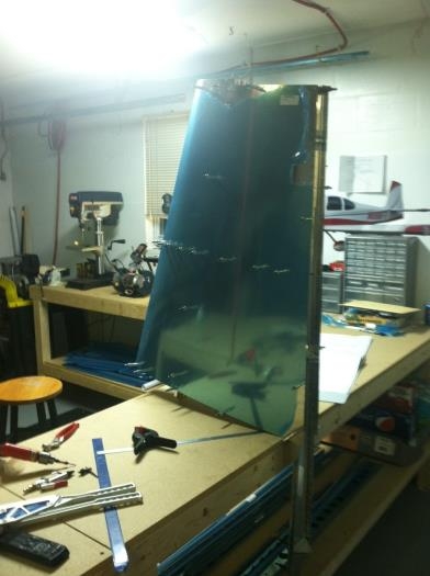 Closed out my first day of build with skin on the vertical stabilier! Yahoo! Day one is overr