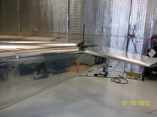 Horizontal stabilizer clamped to fuselage.