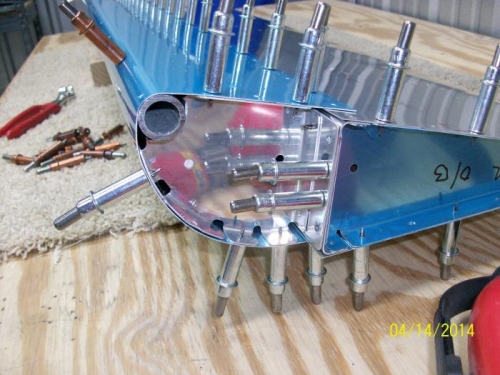 Nose rib with counterweight and skins clecoed