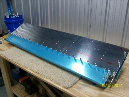 Left aileron assembled for drilling