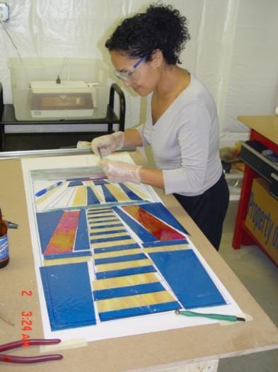 My rivet partner taking time for some stained glass