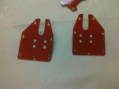 Trim tab plates - forgot to rivet on brackets - touched up later with brush