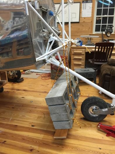 Cement blocks as counter weights with no engine mounted