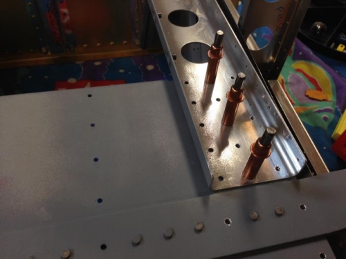 Bulkhead side channels clecoed to the bulkhead