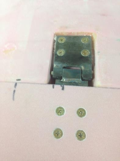 Hinge, upper on cabin top, lower on door