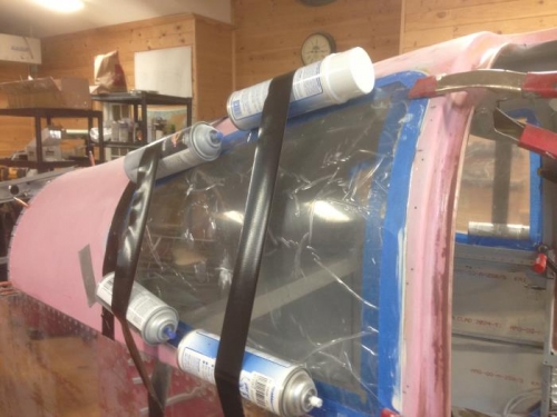 Holding aft windows while adhesive sets