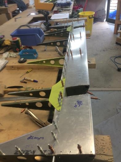 Bottom of aileron getting gussets.