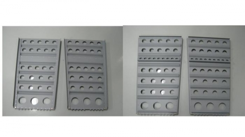 Riveted seat backs, seat back angles and hinges, front & back views