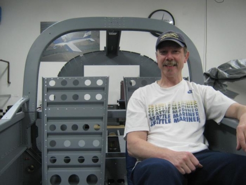 Seats in place.  Now come the airplane noises....look at that RV grin!