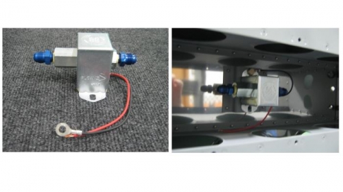 Installed fittings on fuel pump; installed fuel pump on mounting bracket