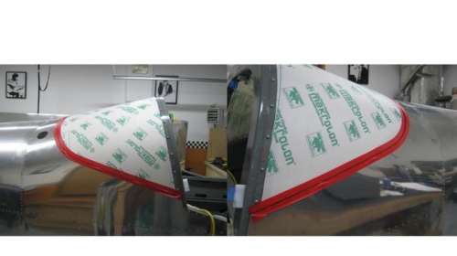 Rear window taped to allow a 1/16' bead of ProSeal