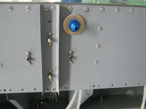 Attached the AN832-4D union bulkhead fitting to the F1201B firewall shelf