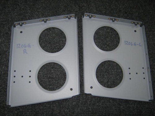 Installed nut plates on baggage ribs