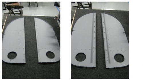 Installed nut plates on F107C baggage bulkhead and bulkhead channel