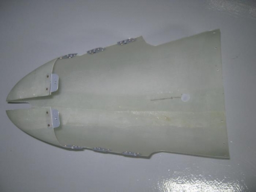 Located hole in lower tailcone fairing per Step 7.  After fitting, needed to elongate hole 1/2