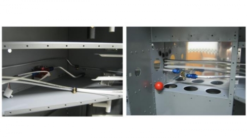 Fuel return line showing bends at firewall & center section