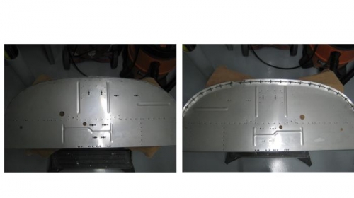 Upper cowling showing nut plate installation; front & back view