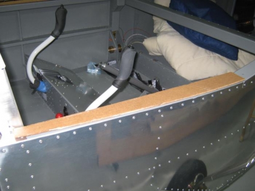 Canopy frame attached.  Carboard depth guage trimmed and fitted to canopy deck