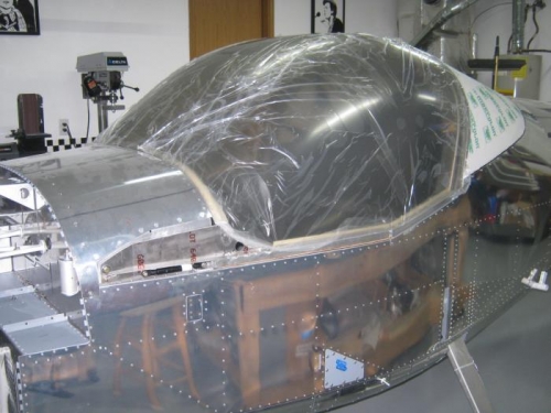 Placed masking tape over the forward canopy bow