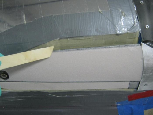 Applied resin to the upper surface of the foam block