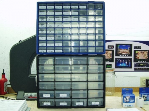 Parts Bins Full of Tail Kit Parts