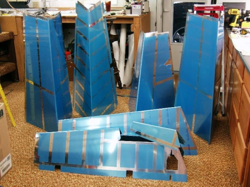Blue Plastic Strips Cut
