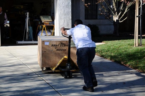 Lycoming IO-390 Arrives - Vitran Truck Unloads